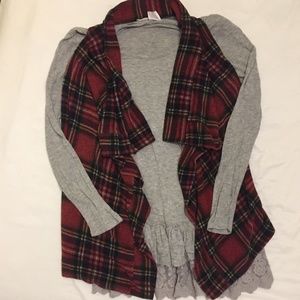 Flannel Vest with Lace Top